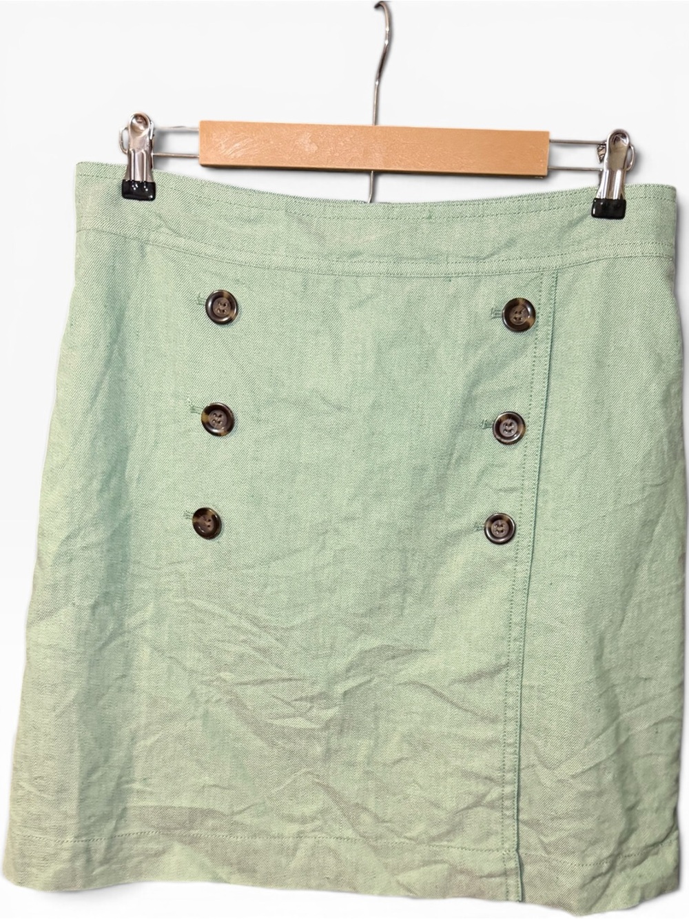 Ann Taylor Linen Blend Double Breasted Skirt Green Size 10